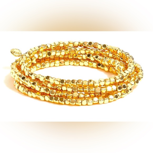 J Crew Factory NWT Tiny Beads Stretch Bracelets. Set of 6. Gold. - Picture 1 of 2